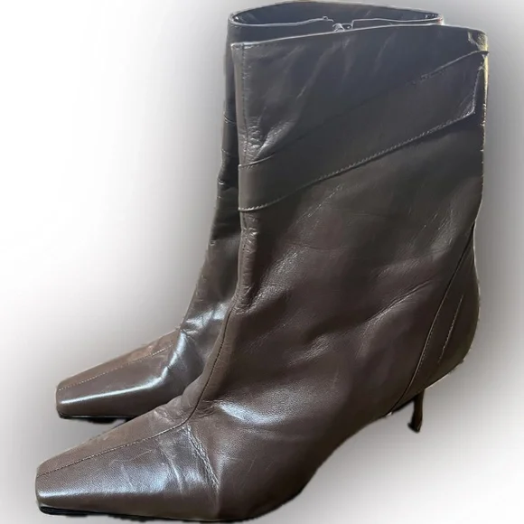 Enzo Angiolini Brown Heeled Boots 7 - Picture 1 of 7